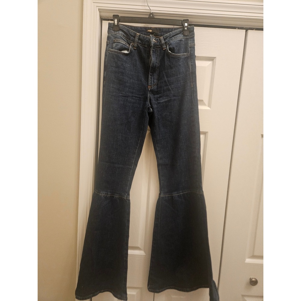 Maje Women Dark Wash High Rise Flare Bell Bottom Jeans Size 36 Indigo Denim